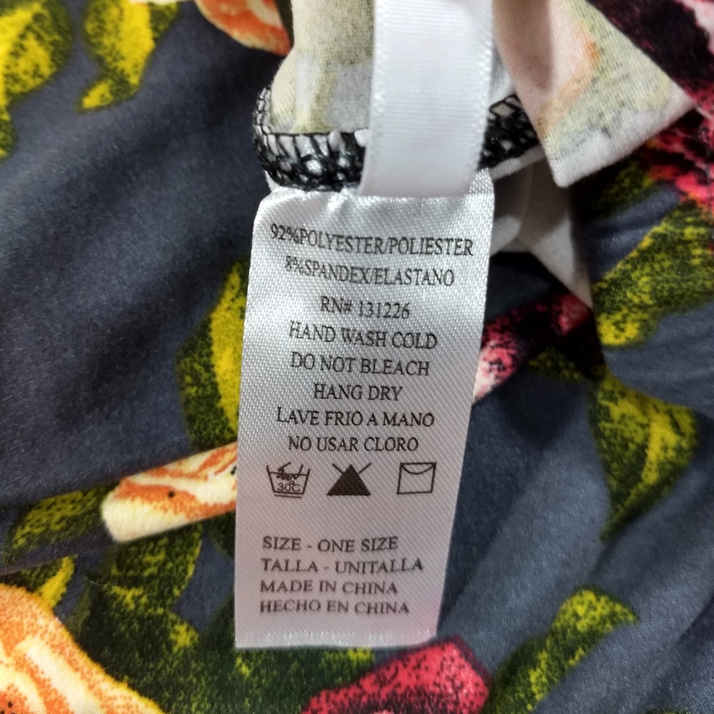 Womens Gray Floral Print Leggings - Picture 6 of 6